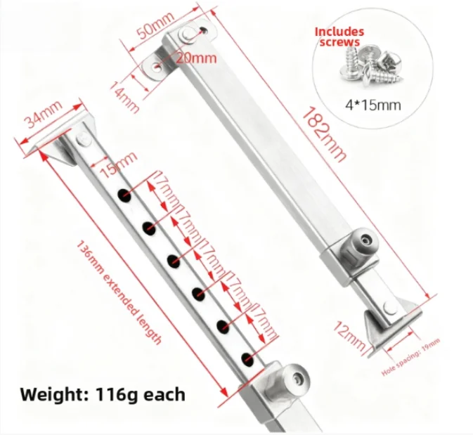 

Multi Gear Adjustable Windproof Telescopic Support Hinge Made of Stainless Steel for Aluminum Alloy and Plastic Steel