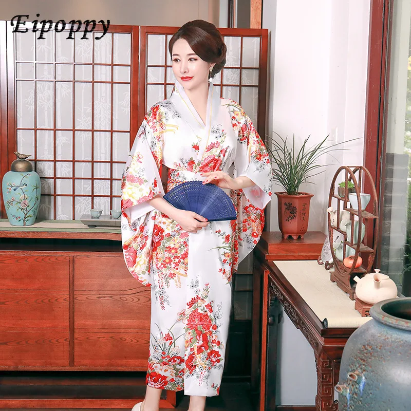 

Japanese Style Kimono Internet Hot Pajamas Women Satin plus Size Robe Bathrobe Kimono Bride and Bridesmaid Homewear