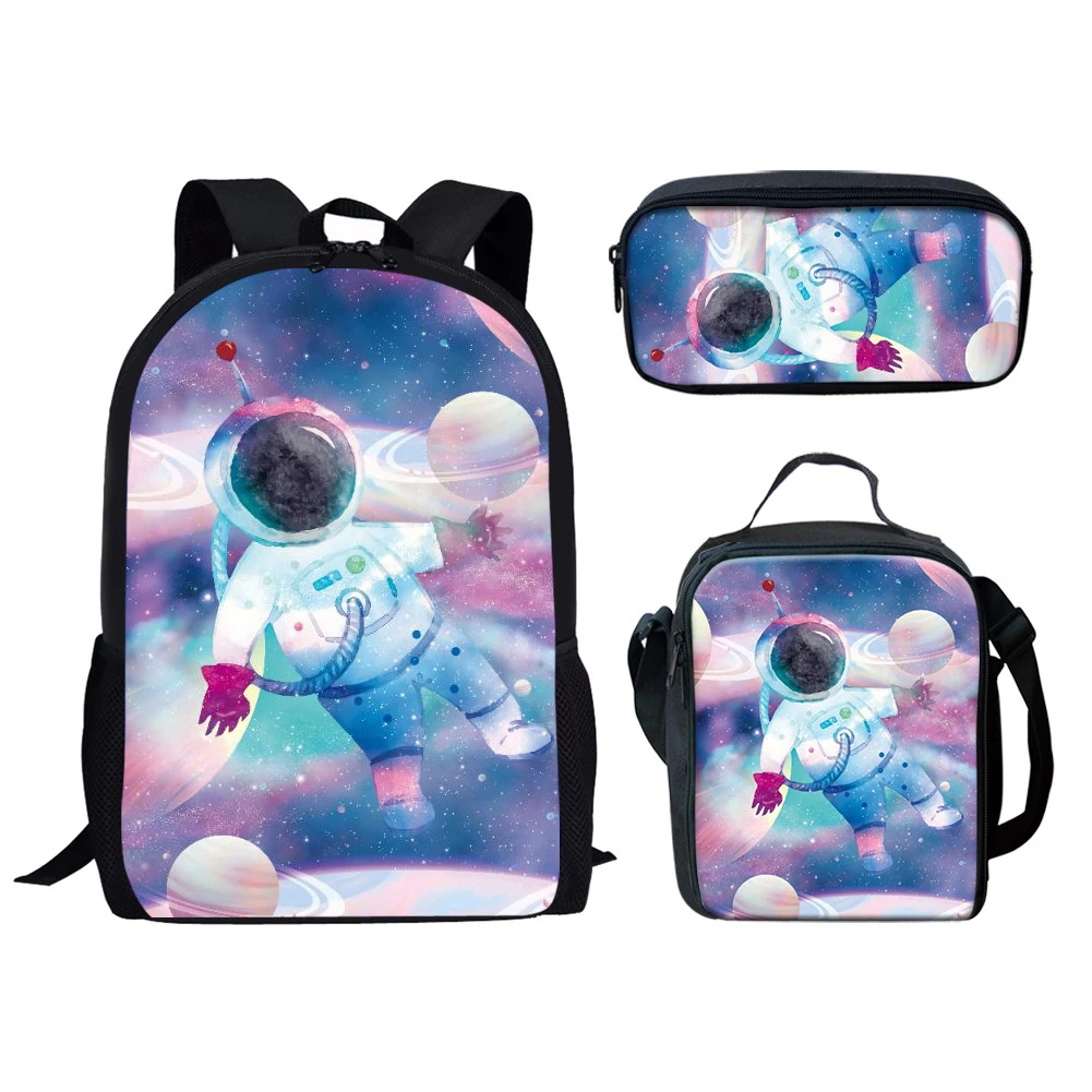 Harajuku Novelty Cool Fantasy Space Astronaut 3D Print 3pcs/Set pupil School Bags Laptop Daypack Backpack Lunch bag Pencil Case