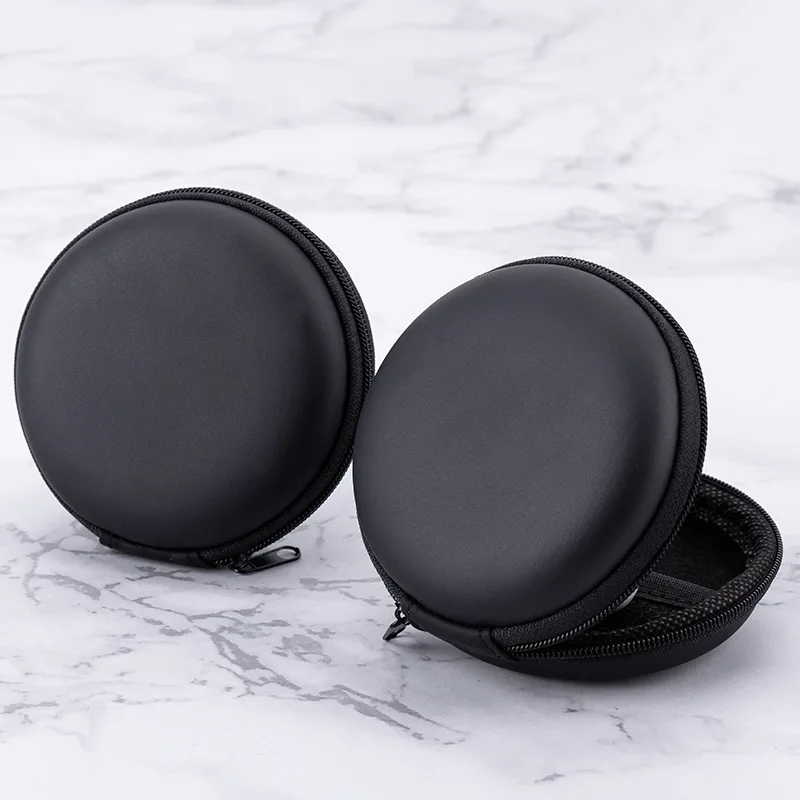 Mini Bolsa Redonda de Armazenamento em EVA, Tecido Composto, À Prova de Choque, com Zíper, Organizador Portátil para Fones de Ouvido, Cabos de Dados e Armazenamento em Viagem