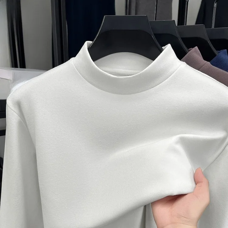 

Men's Double-Sided Fce Long Sve T-irt f-High Collar Warm Base Layer irt Polyester Fiber Commute Sle Daily Wear