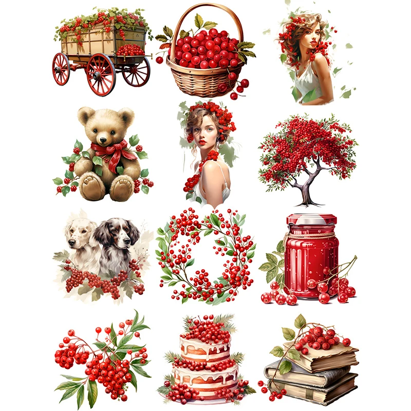 Red Berry  Stickers Crafts And Scrapbooking stickers kids toys book Decorative sticker DIY Stationery