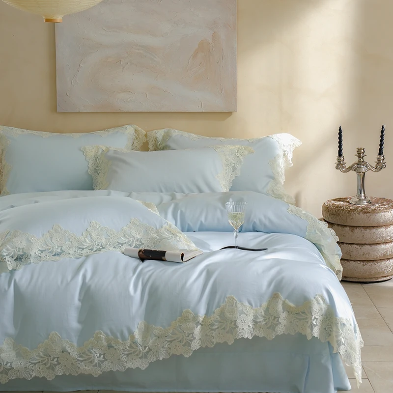 Luxuriöses Bettwäsche-Set, cremefarben, Queen-Size-Größe, Schlafzimmer-Dekoration, weich, bequem, elegantes Design für Frauen und Paare, Prinzessinnen-Bettlaken – Detail 7