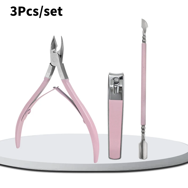 3pcs/set Pro Stainless Steel Nail Art Cutter Scissor Cuticle Clipper Pusher Dead Skin Remover Kit Manicure Pedicure Tools