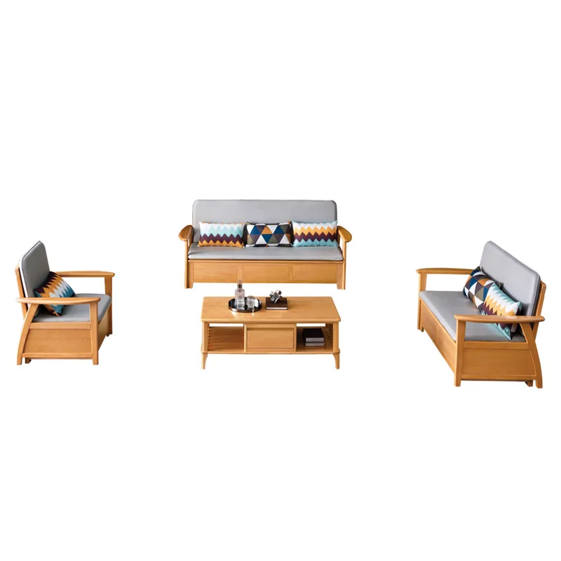 

Диван из цельного дерева с высоким ящиком для хранения, современный и простой