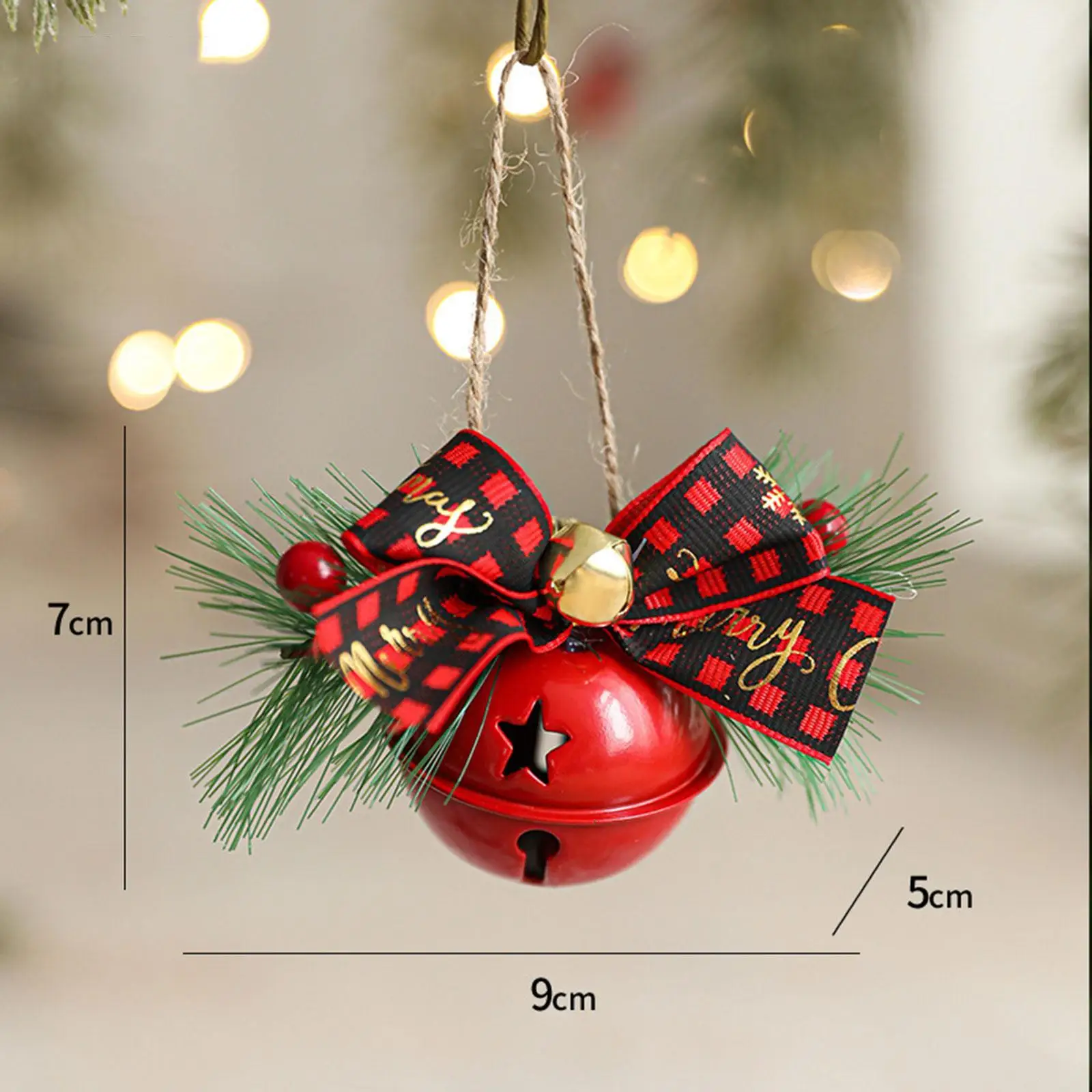 Christmas Bow with Bell Hanging Ornament Small Decorative Shatterproof Door Hanger for Indoor Outdoor Holiday Shop Party Home image 6