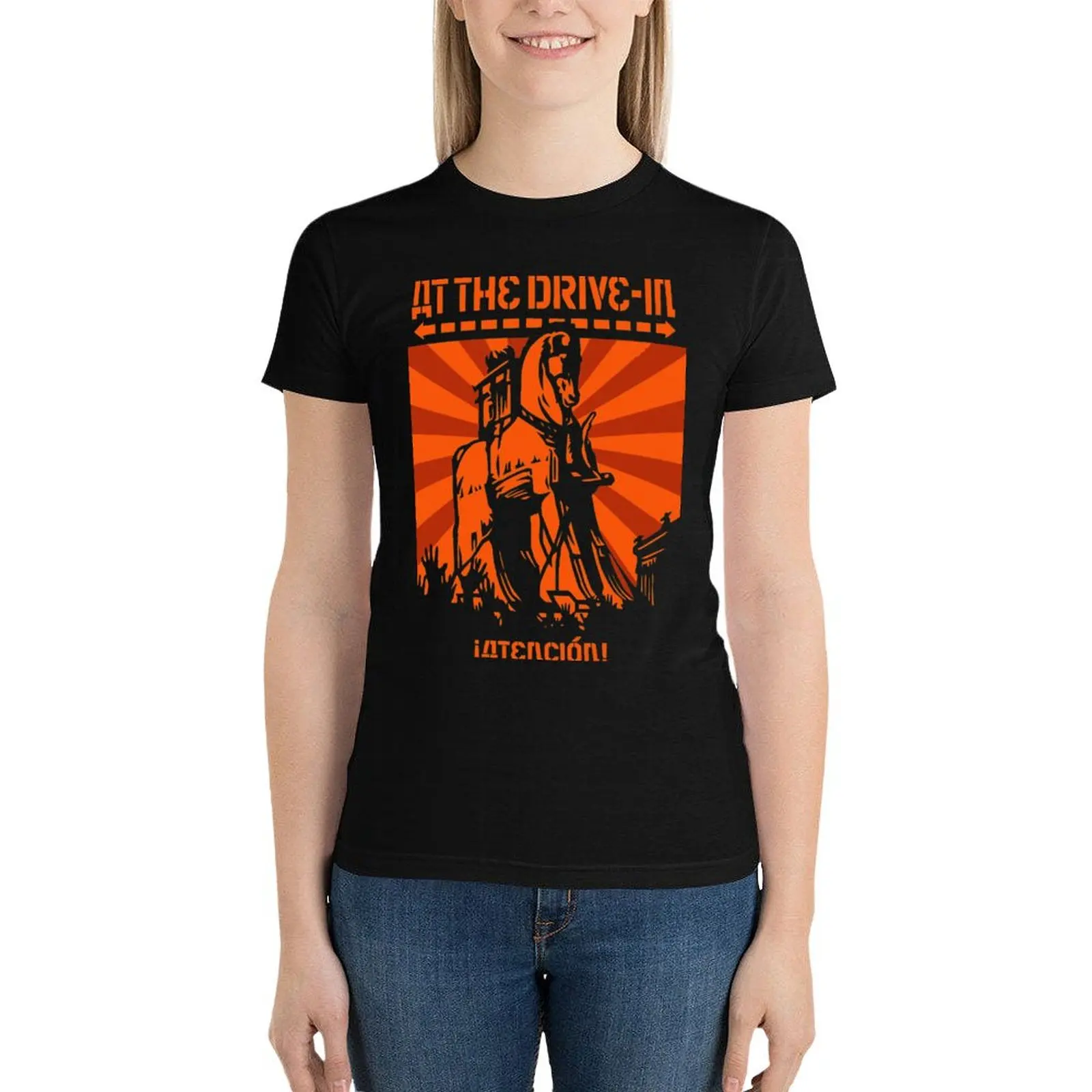 

At The Drive In Atencion T-Shirt shirts graphic tees cute clothes oversized white t-shirts for Women