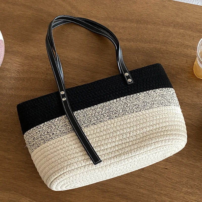 New Large Capacity Beach Shopping Bags Luxury Designer Rattan Woven Shoulder Bag Women Handmade Straw Handbags Summer Travel Bag