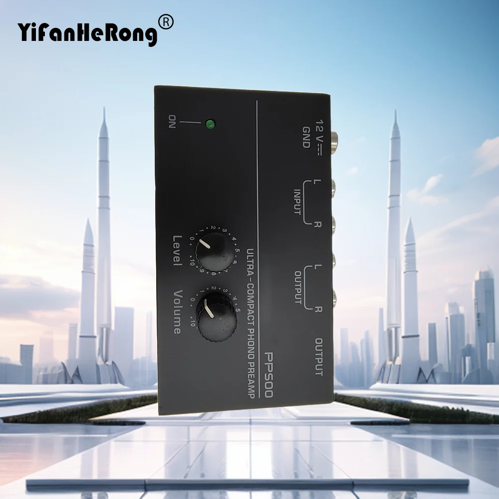 Ultra-Compact Phono Preamp Preamplifier with Level Volume Control RCA Input Output1/4