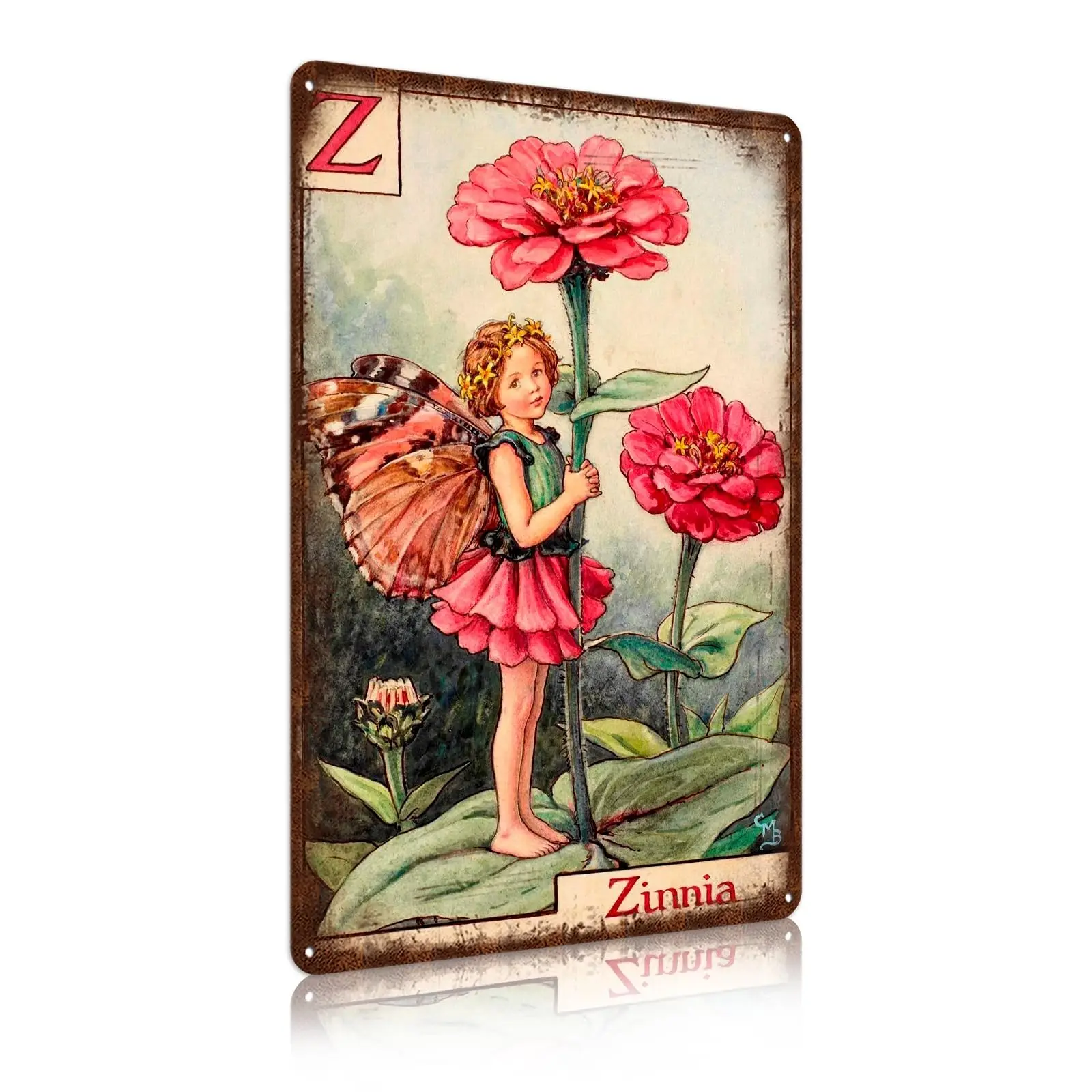 Flower Fairy Metal Signs Zinnia Fairy Garden Decor Vintage Garden Tin Signs