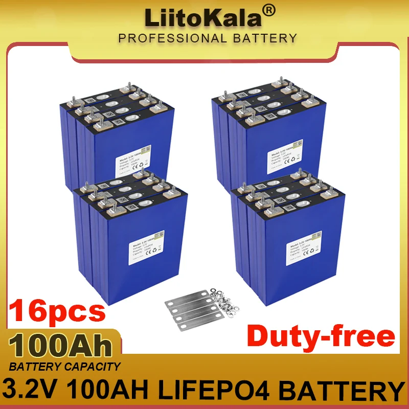 

16pcs New 3.2V 100Ah LiFePO4 battery DIY 4s 12V 24V 3C Lithium iron phospha Motorcycle Electric Car Motor batteries duty-free