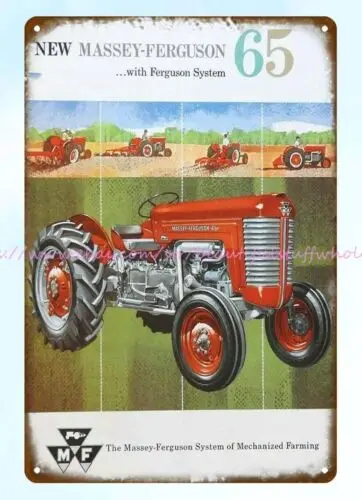 1958 NEW MASSEY-FERGUSON MF 65 TRACTOR FERGUSON SYSTEM metal tin sign