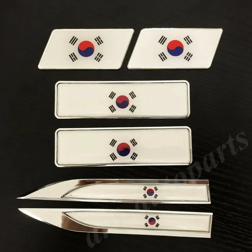 6pcs Metal Korea Korean Flag Car Trunk Rear Fender Emblem Badge Decal Sticker