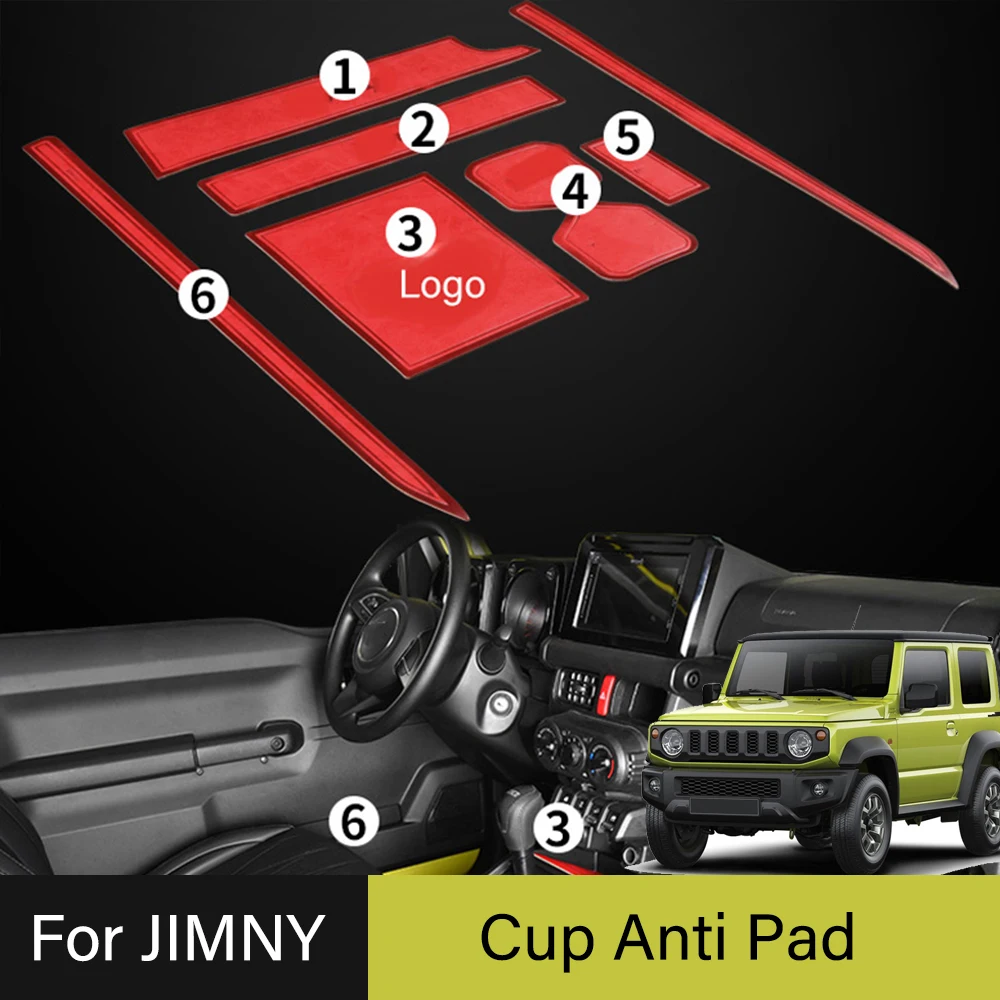 

Car Cup Anti-slip Pad Mat For Suzuki JIMNY Jb64 Jb74 19-22 Coffee Cushion Storage Groove Protect Coaster Interior Accessories