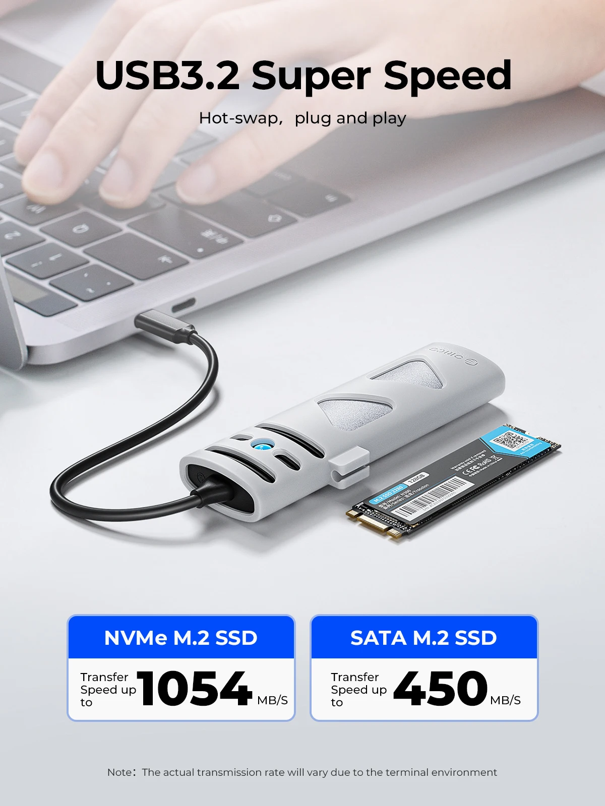 ORICO Portable M2 SSD Case NVME SATA Dual Protocol Tool Free M.2 SSD Enclosure External for NVME PCIE NGFF SATA SSD Disk Box