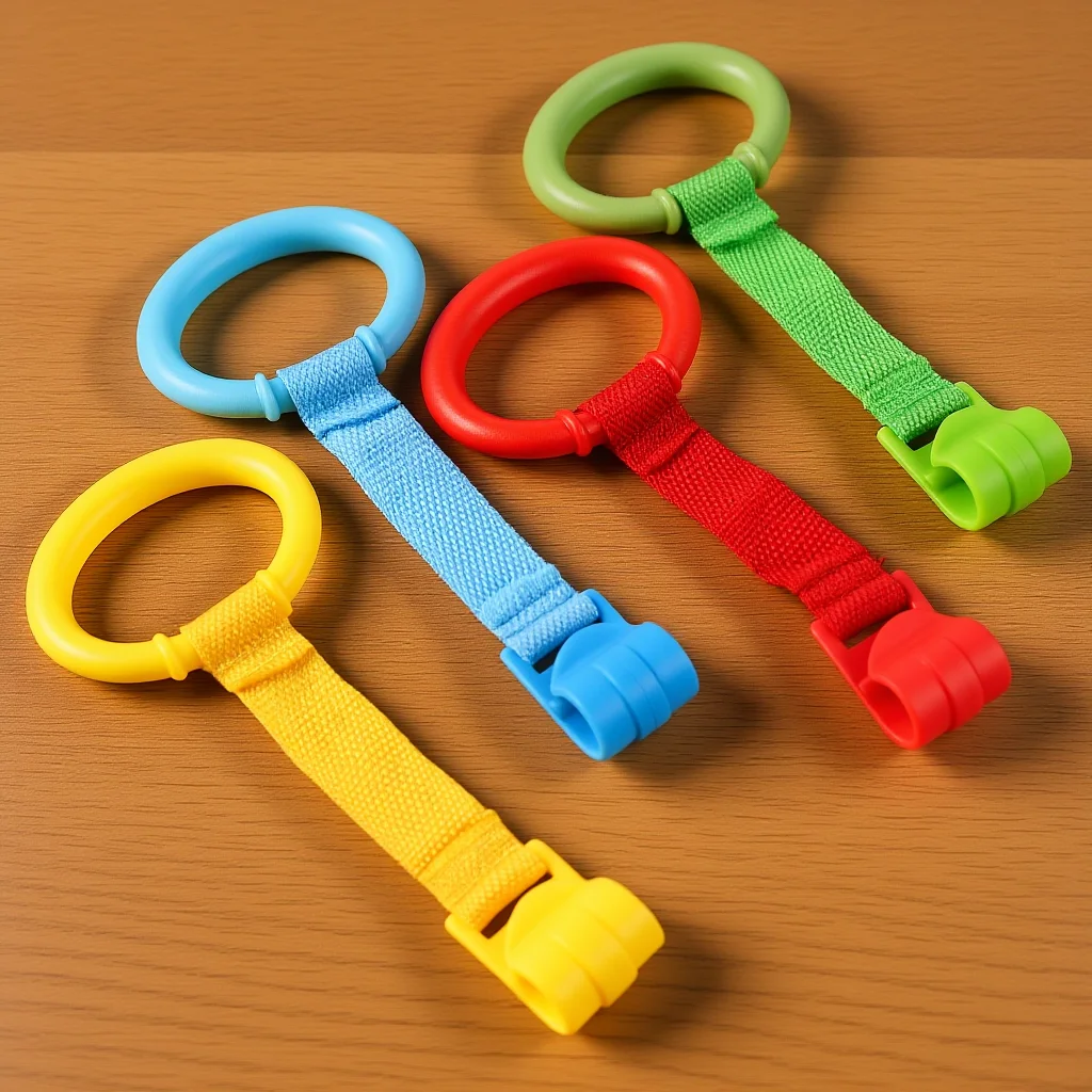 4 pçs bebê levante-se anéis infantil berço cama mão anéis aprendizagem em pé para berçário portátil puxar anel ergonômico seguro durável