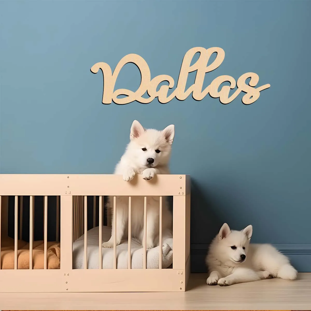 1PC Rustic Dallas example Personalized Name Wooden Sign Laser-Cut Sign Wood Material Vertical Orientation Door Hanging Decor