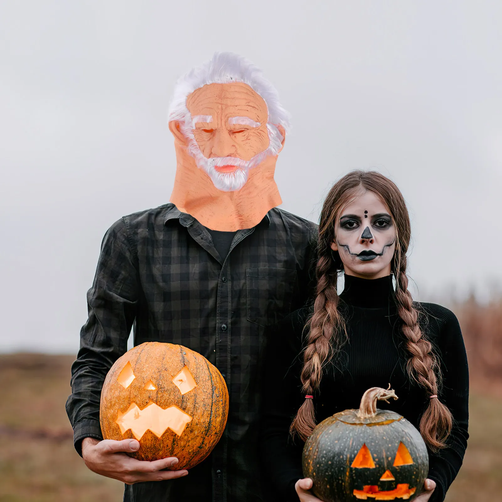 

Реалистичная маска старика с белыми волосами и бородой, мягкий латекс, удобная, дышащая, для Хэллоуина, косплея, вечеринок, маскарадов, с эффектом морщин