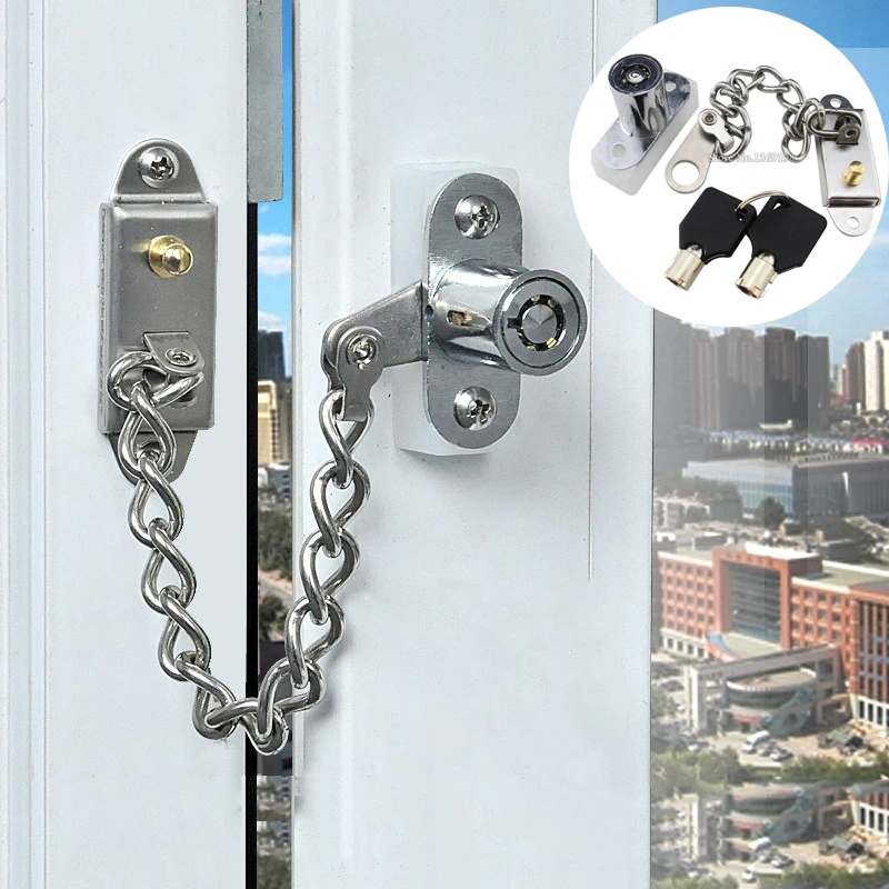 Hot 8PCS Window Security Chain Lock Restrictor Child Safety Stainless Anti-Theft Locks For Home Sliding Door Furniture Hardware