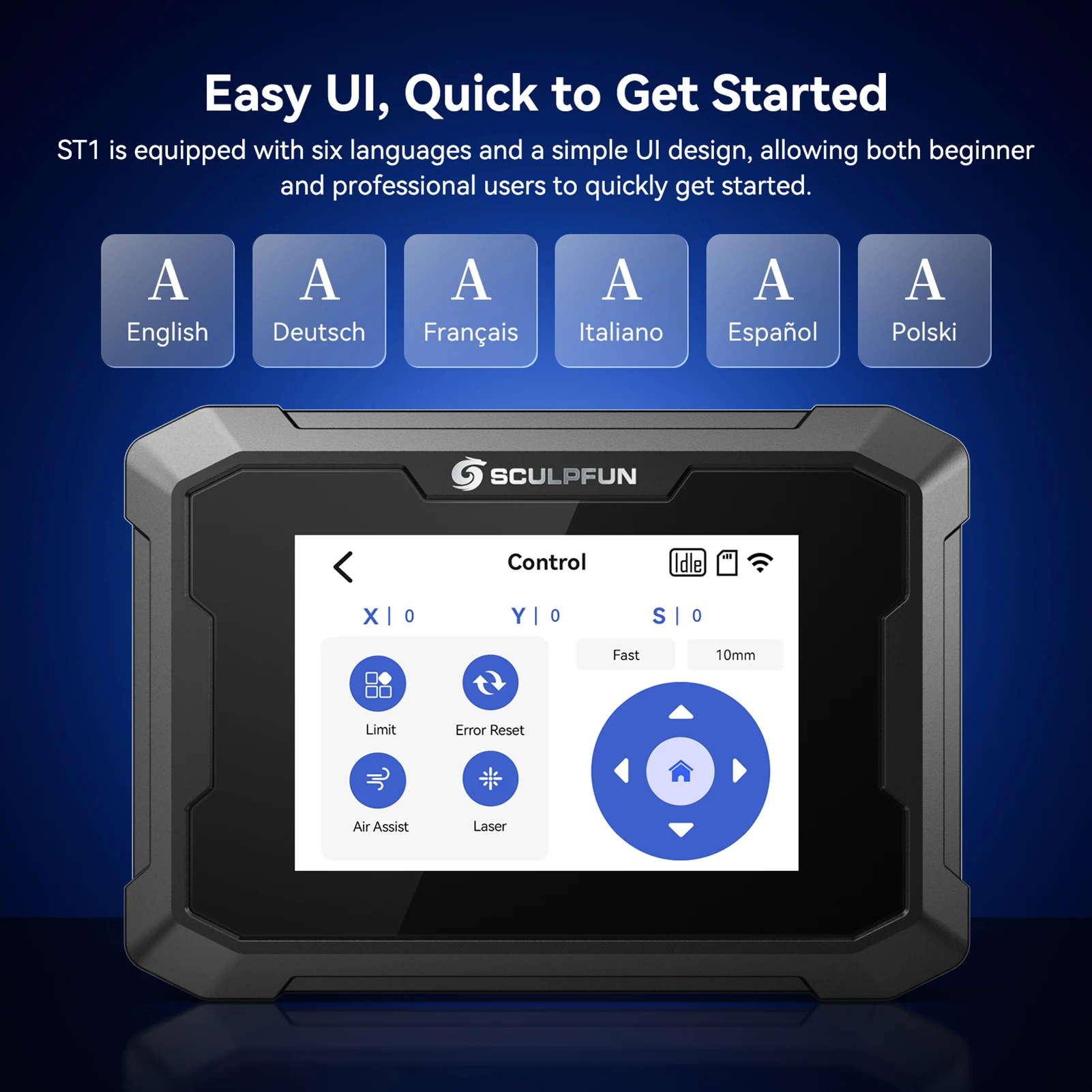 【Sale】SCULPFUN TS1 Laser Engraver Touchscreen 3.5-inch Control Terminal Real-time Slicing Function Used with SCULPFUN APP