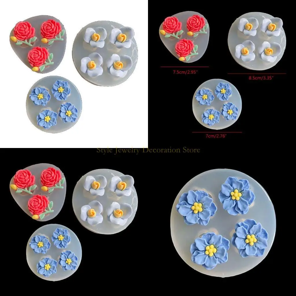 

D46E Handmade Flower Jewelry Epoxy Resin Casting Molds Rose Cuckoo Camellia Floral Silicone Resin Mold Jewelry Making Tools