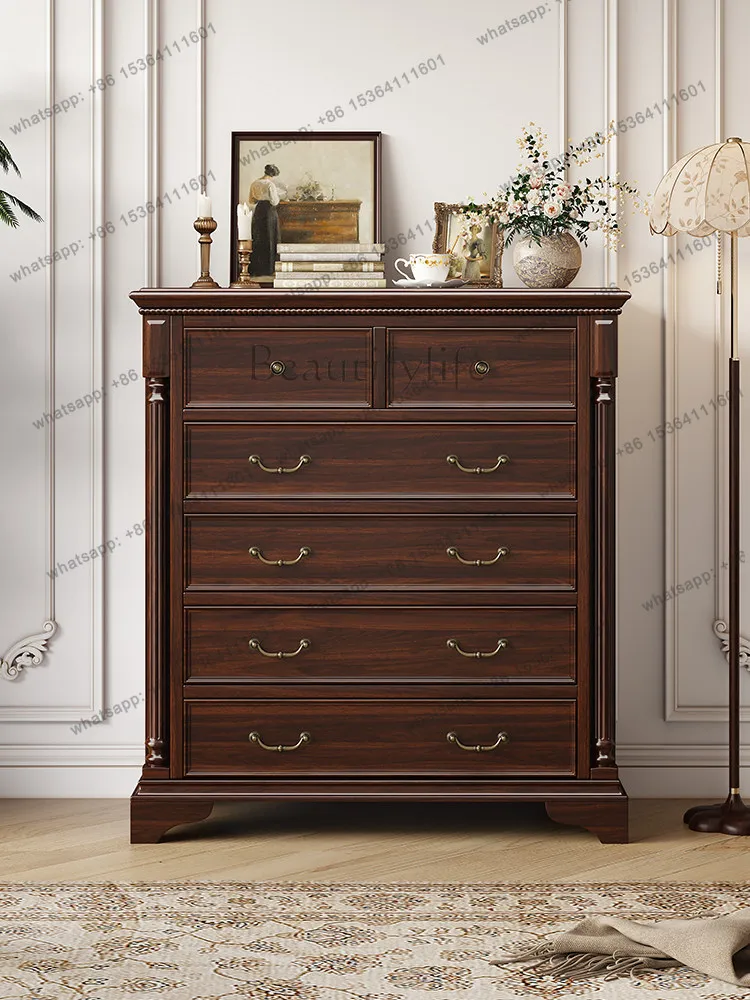 American vintage solid wood six-bucket storage simple modern wall chest of drawers