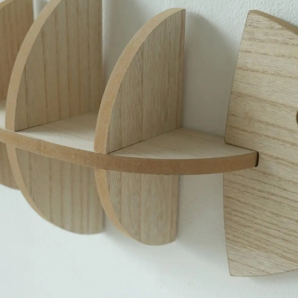 Wooden Floating Shelves for Decor Entryway Decorative Wall Art Wooden Fish Bone Storage Rack Wall Mounted Floating for Bedroom