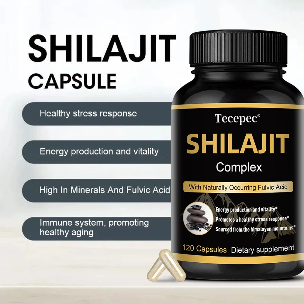 Shilajit Capsules, Endurance, Vitality, Brain Support, with Natural Fulvic Acid, 120 Capsules Dietary Supplement