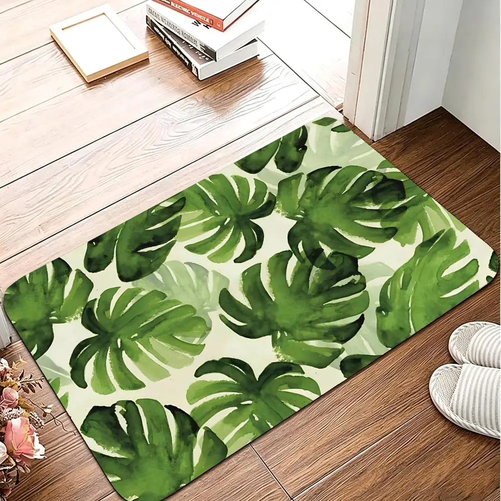 Bohemian Psychedelic Weed Leaf Floor Mat Flannel Rug Soft Non Slip Washable Door Mat For Bathroom Bedroom Kitchen Home Decor
