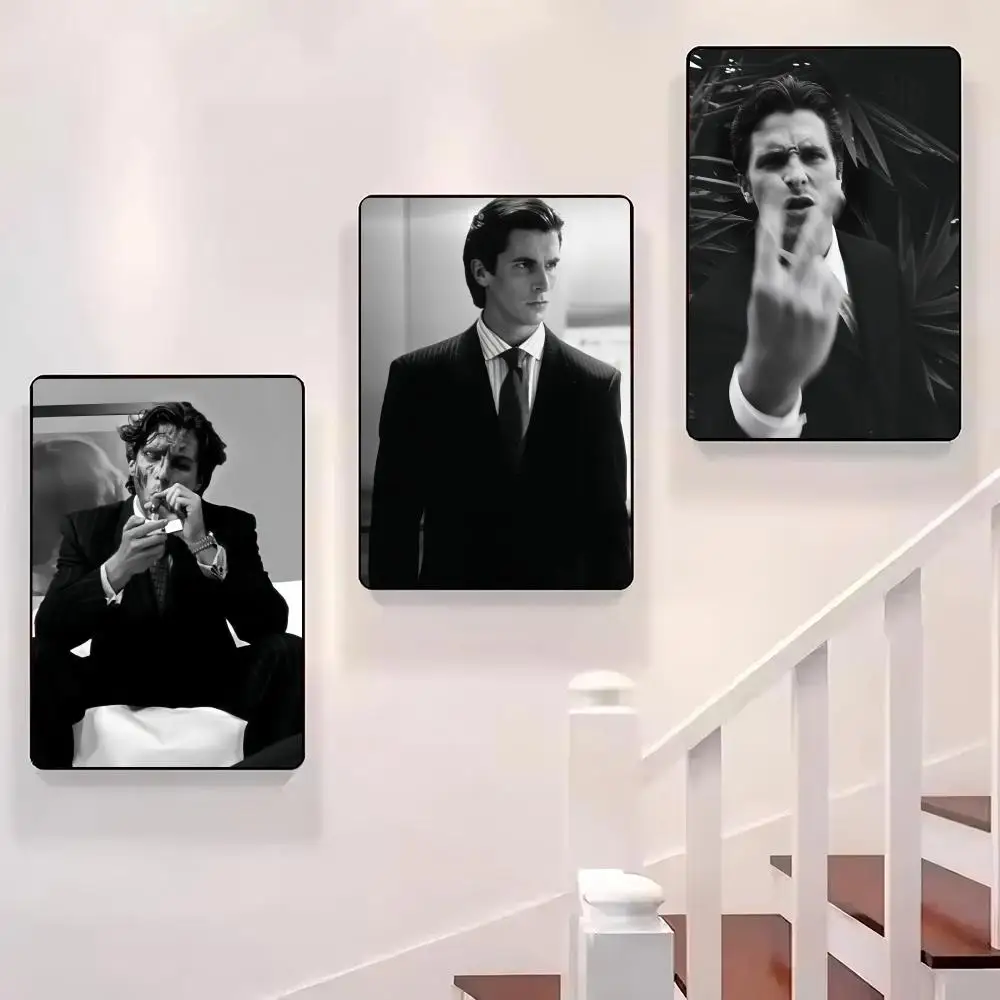 

Black&White Movie P-Patrick Bateman Poster Sticky Wall Waterproof Home Living Room Bedroom Bar Aesthetic Decoration Perfect Gift