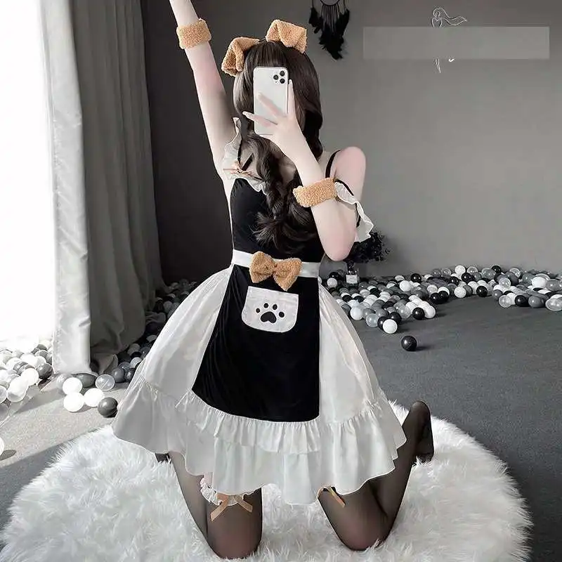 New Arrival Women's Sexy Roleplay Maid Uniforn Adult Lady Theme Party Cosplay Dog Maid Lingerie Dress Lolita Costumes Nude Wear