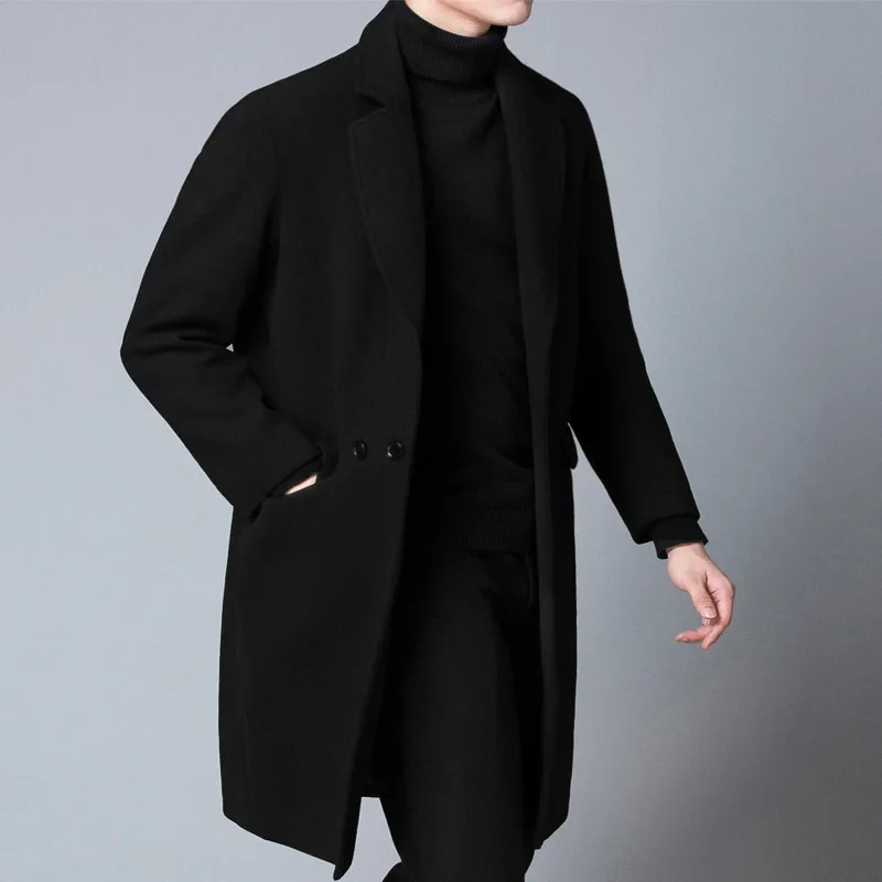 MRMT 2024 Brand New Korean Version Handsome Wool Tweed Coat Men's Casual Mid-length Trench Coat Slim Fit Men's Trend