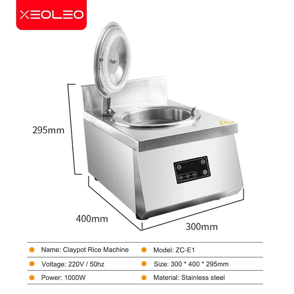 XEOLEO Commercial 1000W Single Cylinder Concave Induction Stove Table Stainless Steel Electric kitchenware Induction Wok Cooker