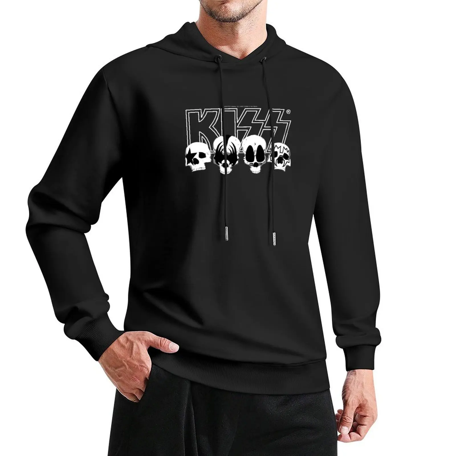 

KISS Band Logo Skull Design Pullover Hoodie men's clothing korean autumn clothes man hoodie