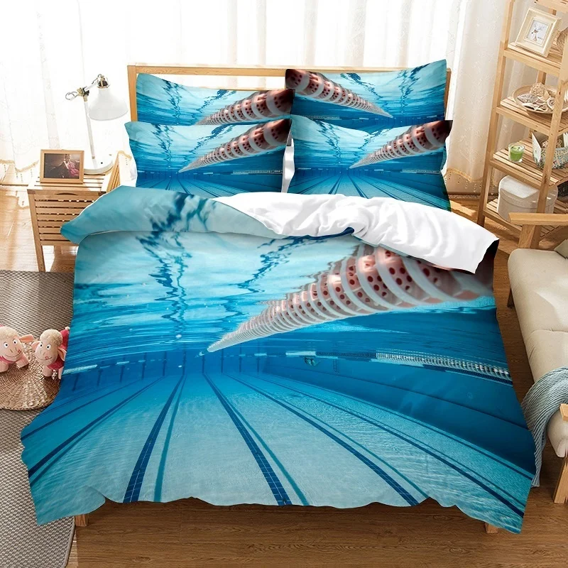 

Swimming In Pool Bedding Duvet Cover Set 3d Digital Printing Bed Linen Fashion Design Comforter Cover Bedding Sets Bed Set