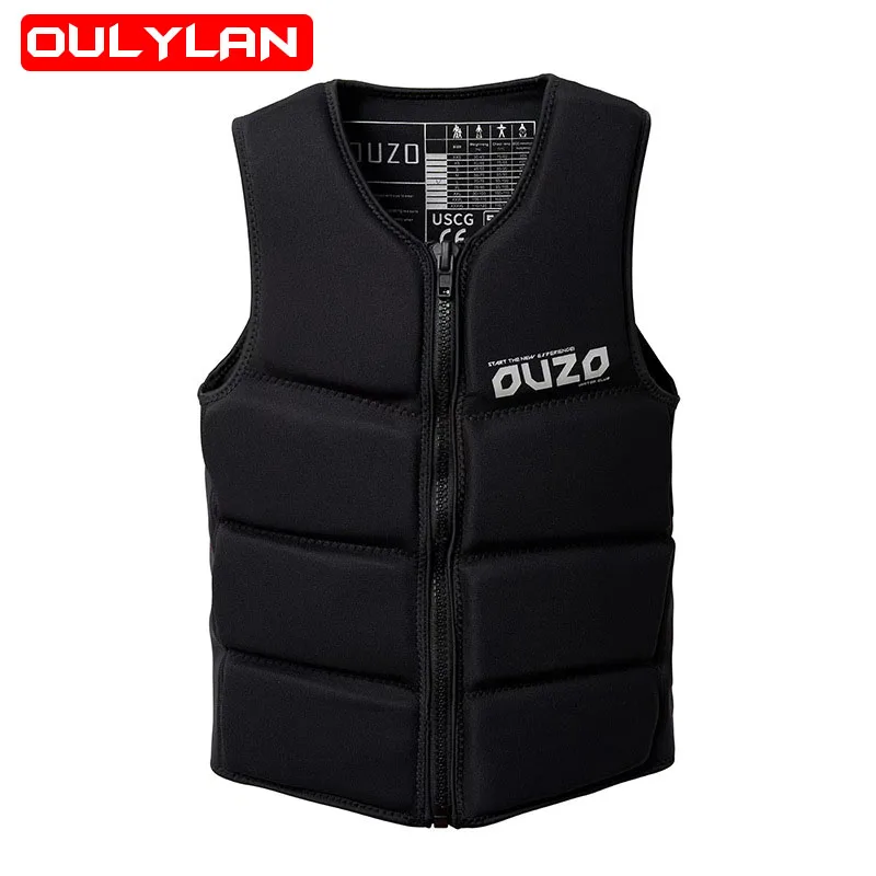 

Oulylan Life Jacket the Fishing Vest Water Jacket Sports Adult Life Vest Clothes Swim Skating Ski Rescue Boats Drifting Black