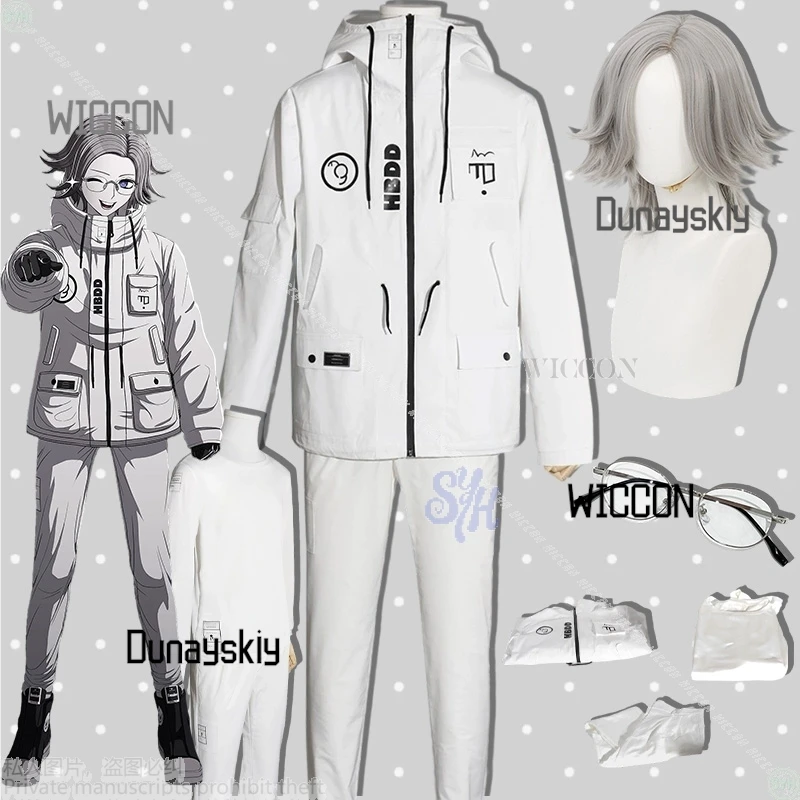 

Willow Cos Store Aotsuki Eito Косплей Hundred Cos Line Белый Y2K Панк Дизайн Куртка Брюки Парик Очки Комплект Хэллоуин Вечеринка