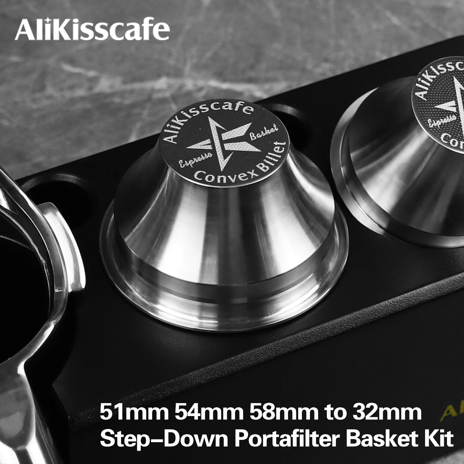 Alikisscafe - Cesta de filtro de café con reducción de altura, convexa, de aluminio, 51mm, 54mm, 58mm, para Delonghi, Breville, Gaggia - Accesorios de espresso, herramienta de barista