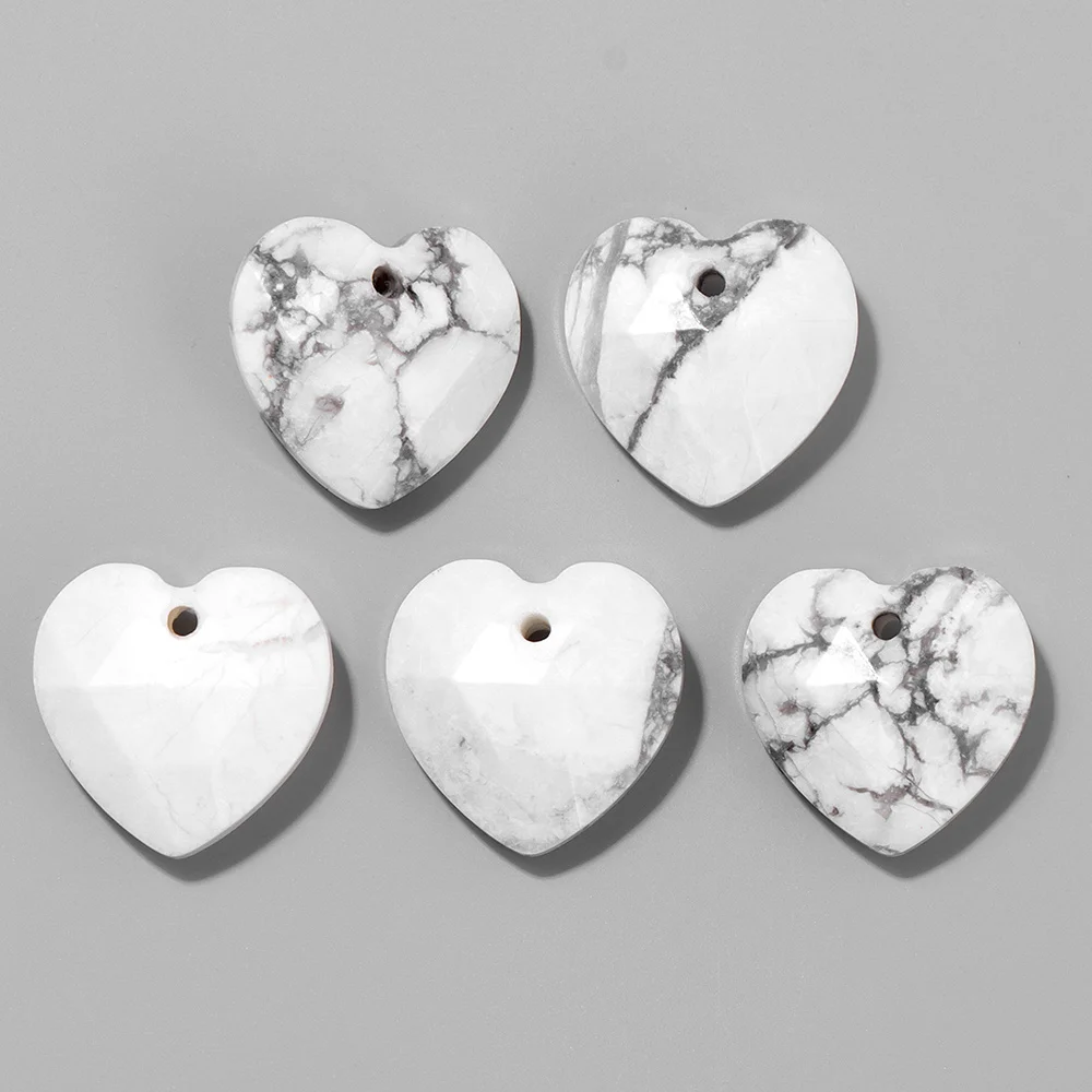5Pcs Faceted Heart Shape Stone Pendants Tiger Eye Crystals Tourmaline Gems Pendant Charm for Jewelry Making Accessories 12-13mm