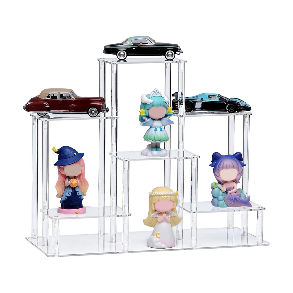 

3 Tier Acrylic Display Riser Storage Shelf Organizer Perfume Doll Mini Plants Cupcake Cosmetic Organizer Display Transparent