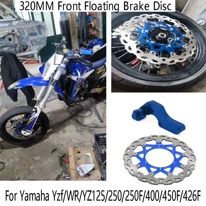 

Motorcycle 320MM Front Floating Brake Disc Rotor Adaptor Bracket For YAMAHA YZF/WR/YZ125/250/250F/400/450F/426F