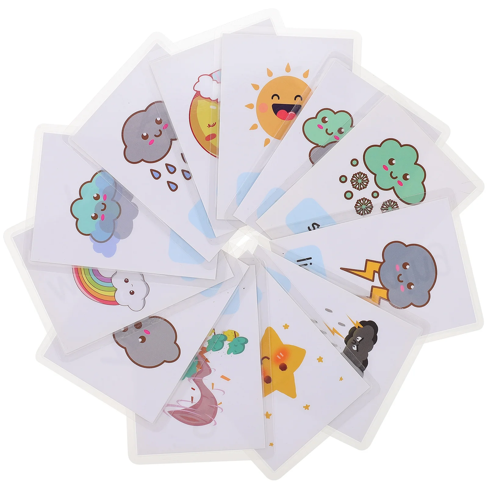 12 Pcs Learning Flashcards Cartoon Design Student Accessories Portable Joyful Plastic Packaging Paper Kids Sight Words