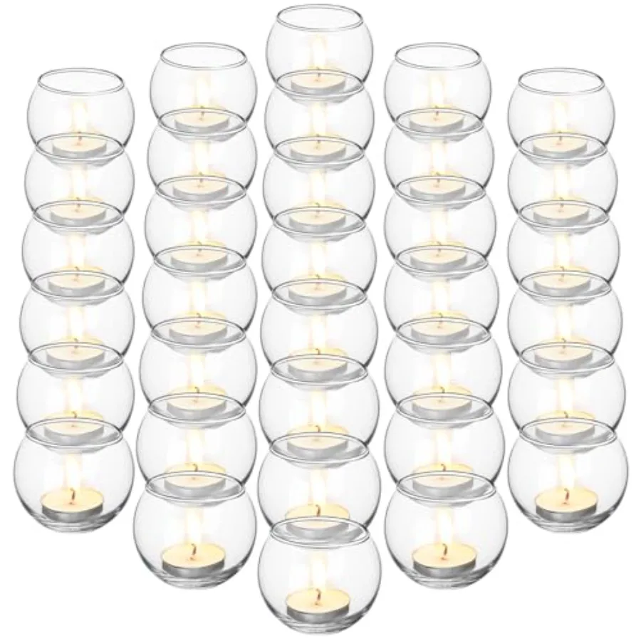 

36 Pcs Clear Votive Candle Holder 1.97'' x 2.17'' Bulk Glass Tea Lights Round for Wedding Candle Jars Holder for Wedding Table