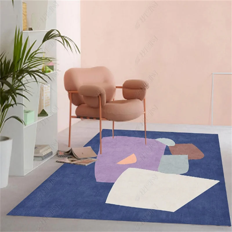 Minimalist Purple Living Room Decoration Carpet Home Bedroom Bedside Non-slip Rug Large Area Mat  Geometric Study Cloakroom Rugs