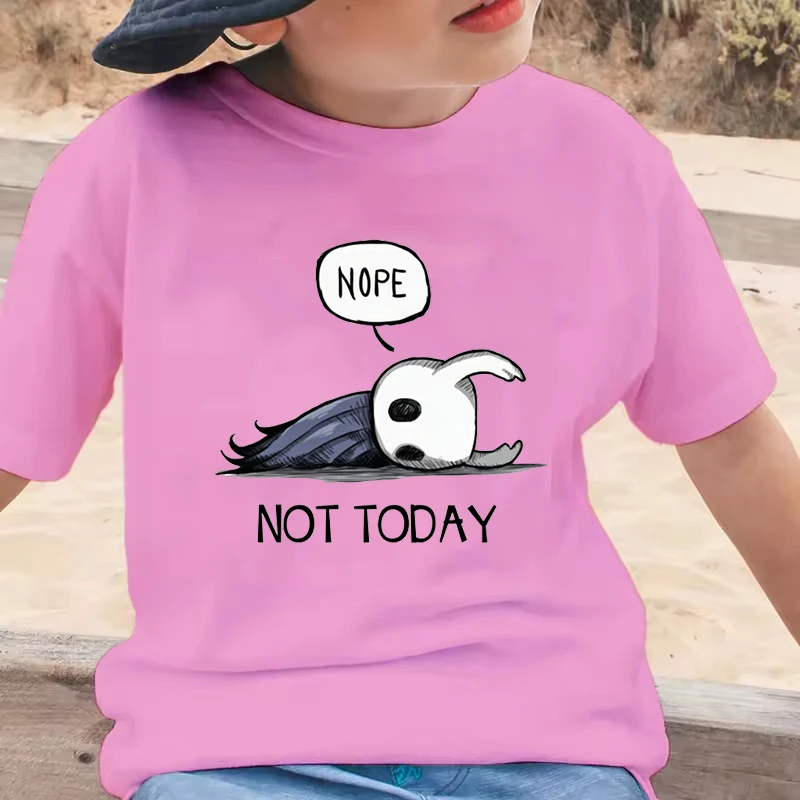 Hollow Knight Nope Not Today Printed Kids T-Shirt Funny Cartoon Tshirt Summer Short-Sleeved Tops Boy Girl Clothes Y2k Tee Tops