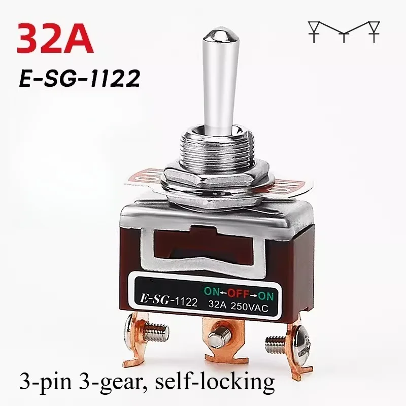 Toggle Switch 1021T/402T/1221T Welding Straight Leg Rocker Lever 1322T/1321/6 Foot 3 Gear 2 Gear Power Toggle Switch 32A 250V AC