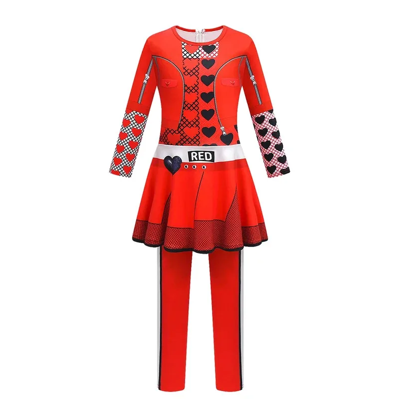 l2025l أحفاد الهالوين 3 4 أزياء الهالوين للفتيات أودري التأثيرية بدلة إيفي مال بن كارلوس نيسيس صعود الأحمر كلوي B