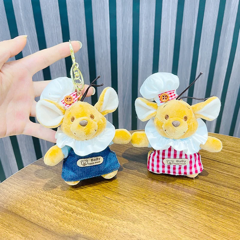 Disney Roo Cartoon Kangaroo Plush Stuffed Keychain Cosplay Chef Style Doll Pendant Couple Backpack Zipper Decoration Girl's Gift