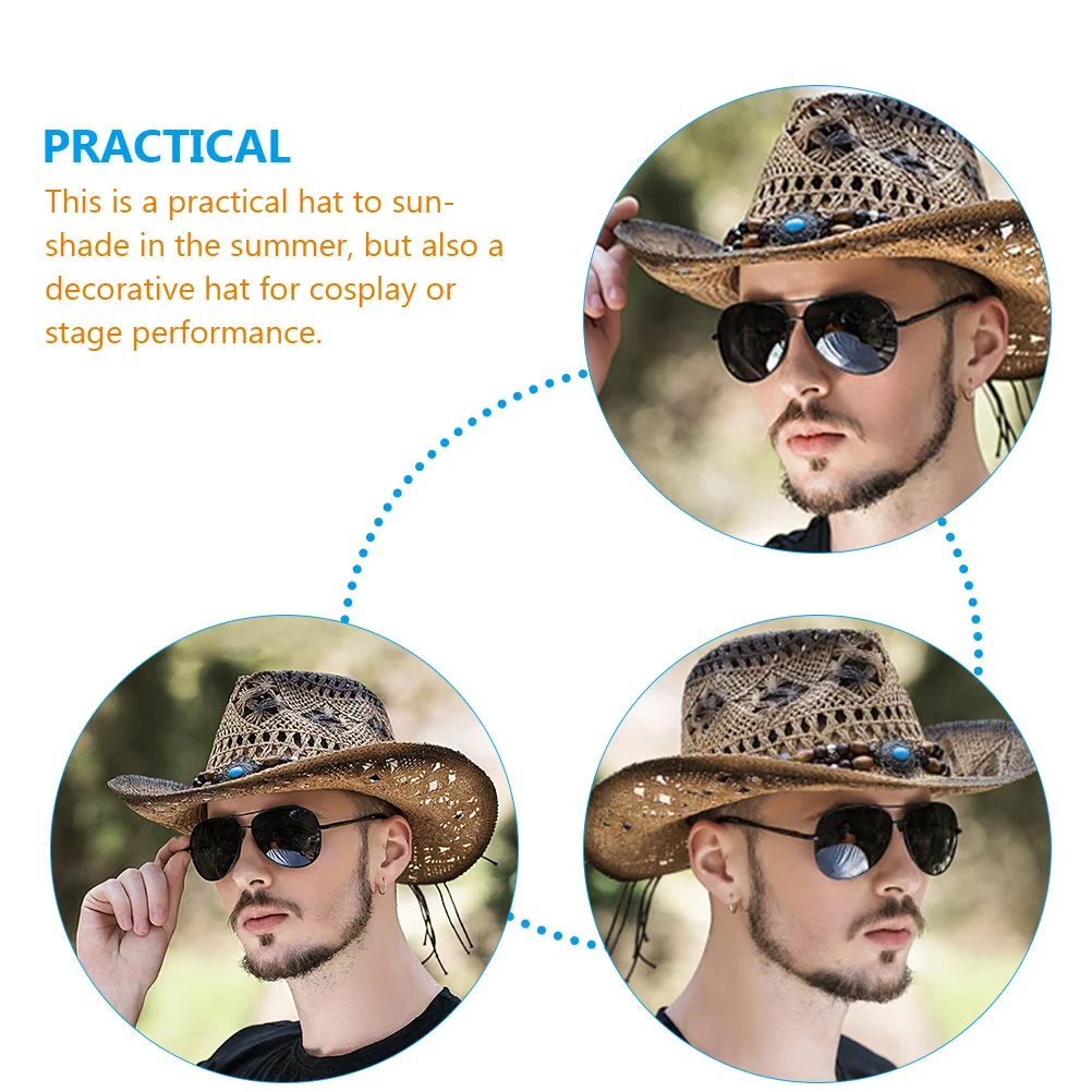 Desert Crazy Cap Straw Cowboy Hat Jazz Caps And Hats Summer For Holidays Party Women Costume Outdoor Cowgirl Youth Adult