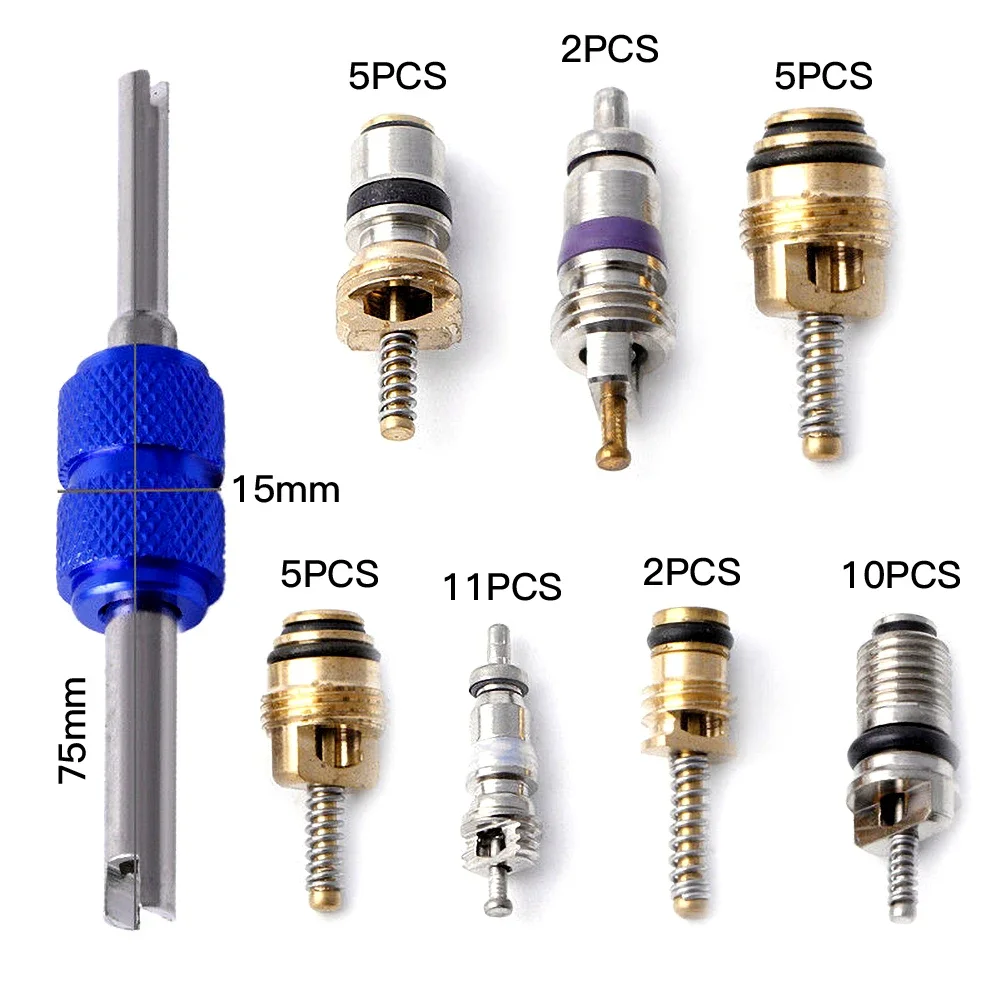 Air Conditioning Valve tools Air-Condition Accessories Core Car R12 R134a Schrader Valve Cores+Remover Tool Kit car accessory